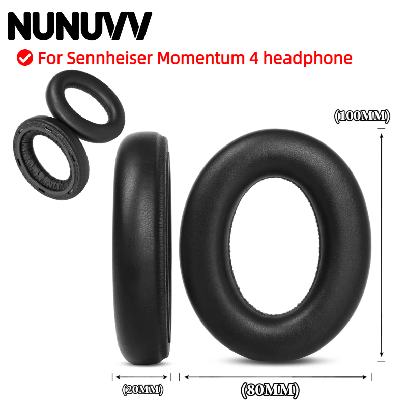 Sennheiser Headphone Momentum 4 - แผ่นรองหูฟัง NUNUVV พร้อมตัวล็อกพลาสติกสำหรับเปลี่ยนชุดหูฟัง Sennheiser Momentum 4