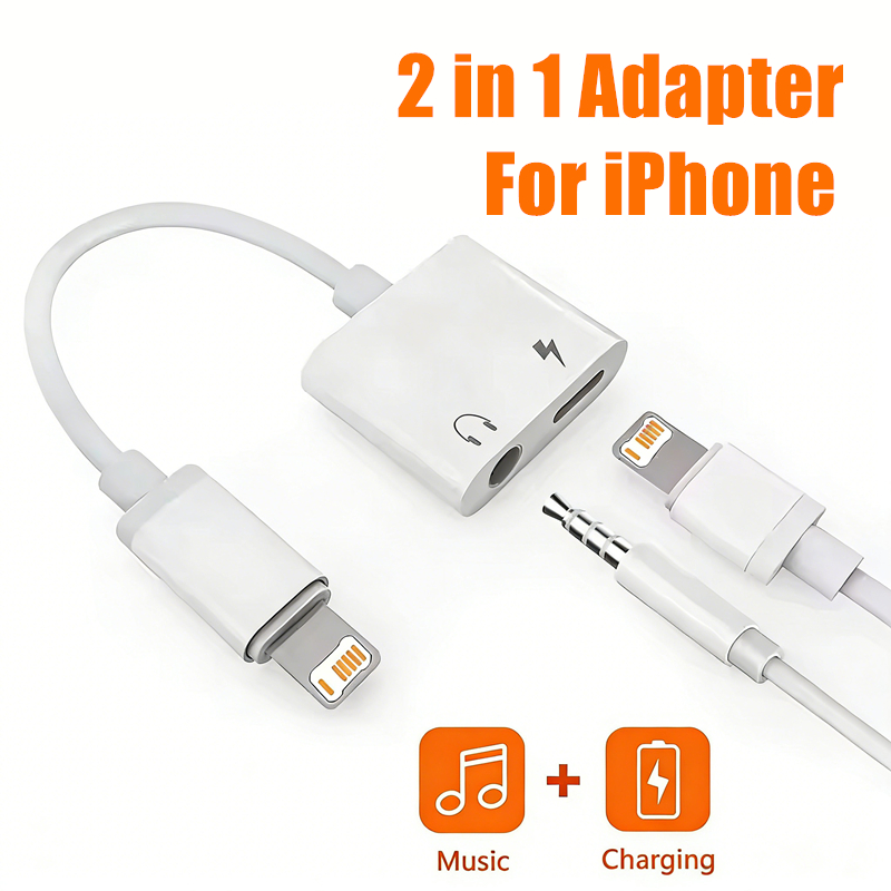Earphone Splitter Jack - อะแดปเตอร์แปลงเสียงและชาร์จ 2 in 1 สำหรับ iOS